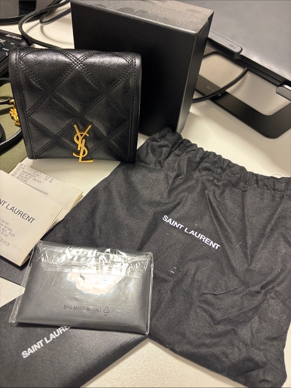 Saint Laurent Black Quilted Mini Chain Crossbody Bag with Gold YSL - Picture 6 of 7